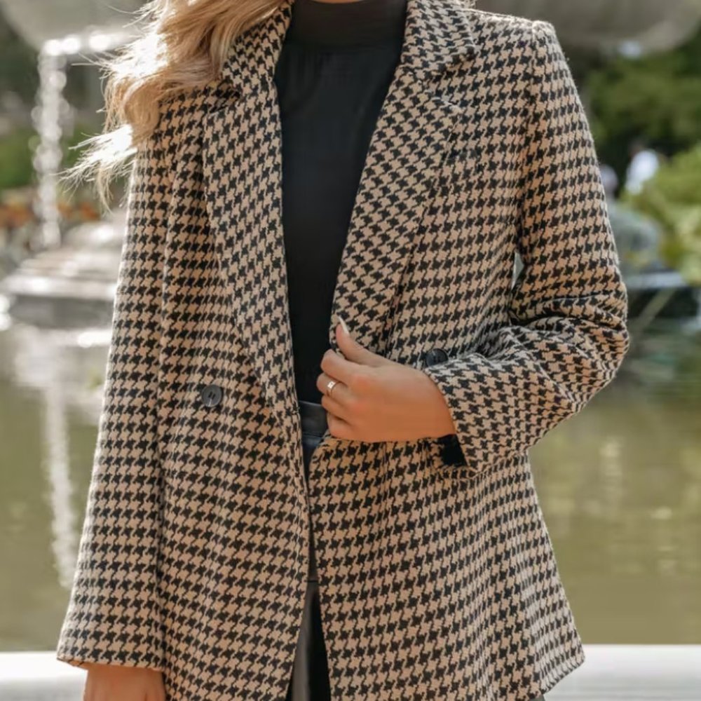 Vici Taxi Pocketed Houndstooth Peacoat